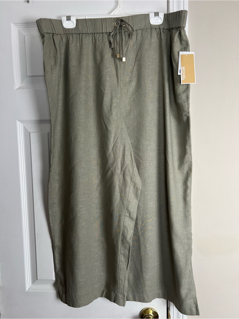 🌿 Michael Kors Linen Blend Wide Leg Pants | NWT | XL | Dusty Sage